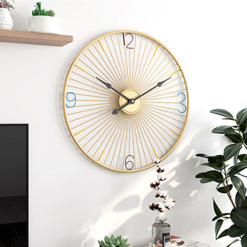 Transform Your Living Space with the Wall Clock Living Room Silent Clock Round Iron Art